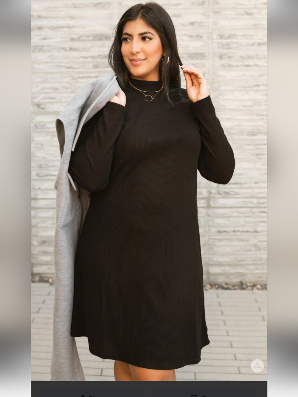 Womens Turtleneck Dress - Minimal Long-Sleeve